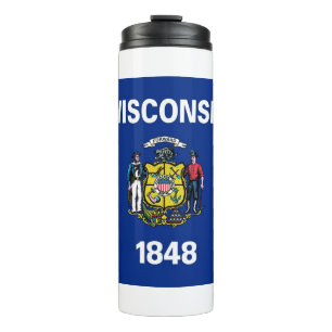 Thermal Tumbler with flag of Wisconsin, USA