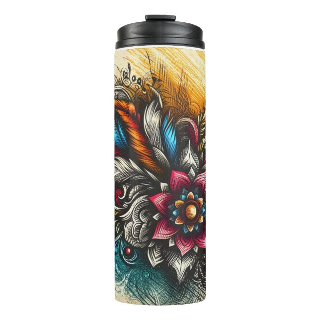 Thermal Tumbler with hand sketched design  (Front)