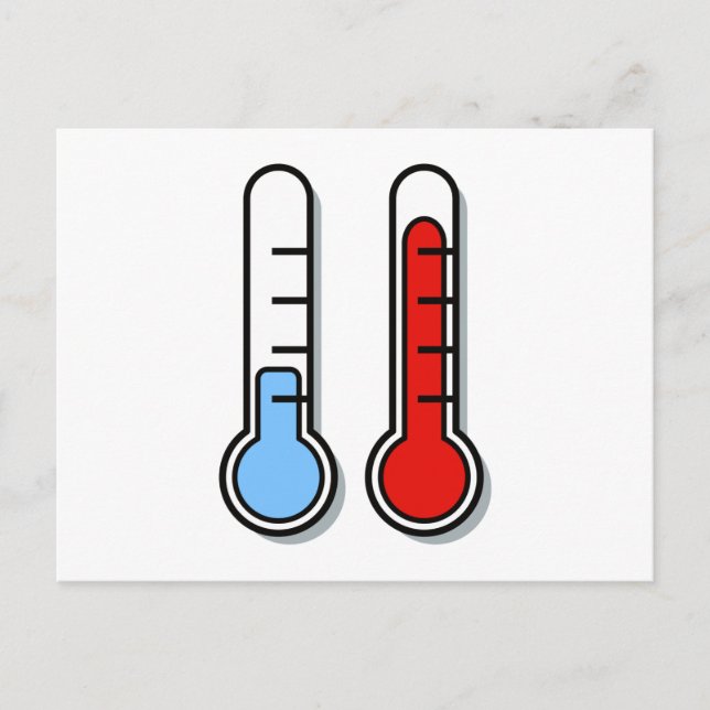 Thermometer kalt warm cold hot postcard (Front)