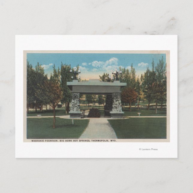 Thermopolis, WY - View of Washakie Fountain Postcard (Front)