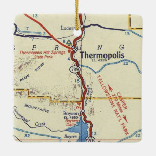 Thermopolis WY Vintage Map Ceramic Ornament
