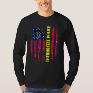 Thermostat Police Us Flag Distressed Dad Joke 1 T-Shirt