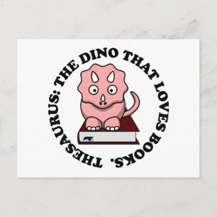 Thesaurus: A Dinosaur Who Loves Reading Books Postcard