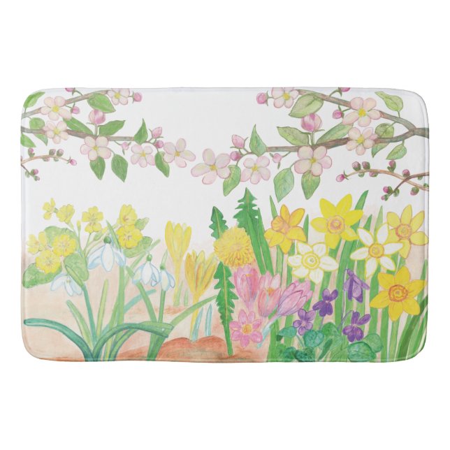 These Are the Spring Flowers that Radiate Joy  Bath Mat (Front)