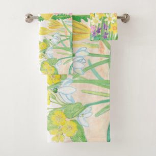 These Are the Spring Flowers that Radiate Joy  Bath Towel Set