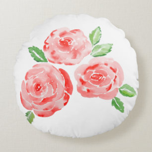 These are watercolor elegant roses round cushion