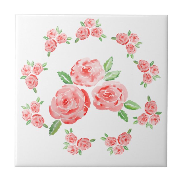 These are watercolor elegant roses tile (Front)