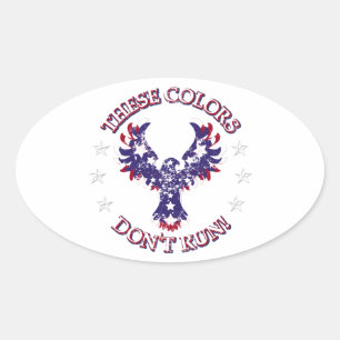 These Colours Don't Run! Eagle Stars & Stripes Oval Sticker
