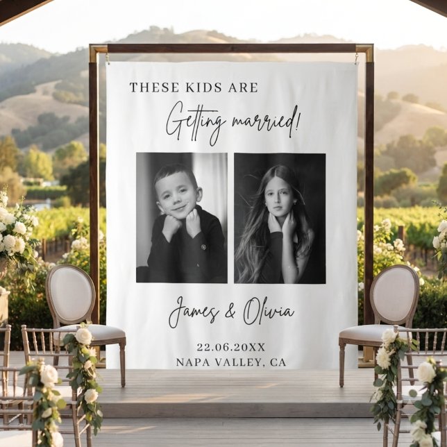 These Kids Are Getting Married Wedding Backdrop Tapestry (Creator Uploaded)