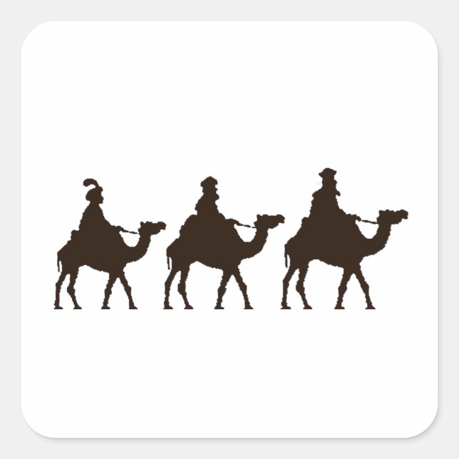 These Three Kings of Orient Are Christmas Drawing Square Sticker (Front)