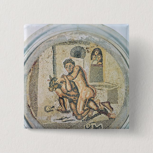 Theseus wrestling with the Minotaur 15 Cm Square Badge (Front)