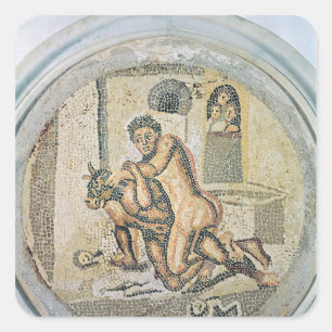 Theseus wrestling with the Minotaur Square Sticker