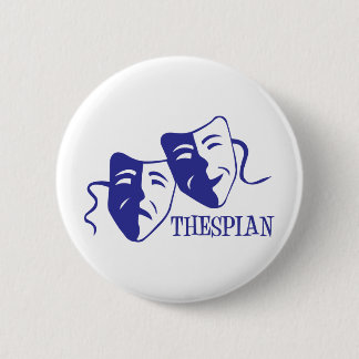 thespian blue 6 cm round badge