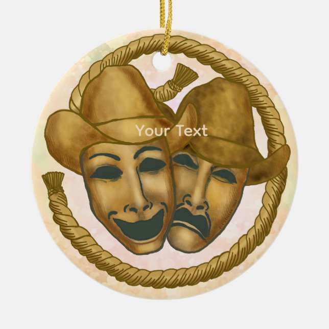 Thespian Cowboy  Ceramic Tree Decoration (Front)