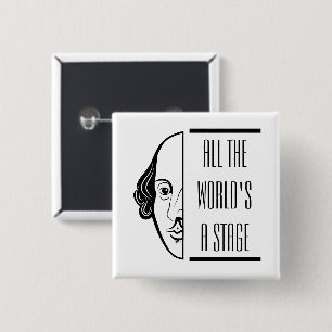 Thespian Shakespeare Quote All The World's A Stage 15 Cm Square Badge
