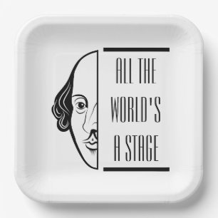 Thespian Shakespeare Quote All The World's A Stage Paper Plate