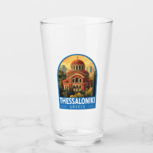 Thessaloniki Greece Agios Pavlos Travel Art Retro Glass