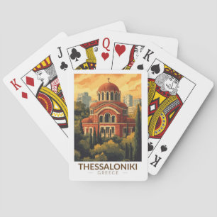 Thessaloniki Greece Agios Pavlos Travel Art Retro Playing Cards