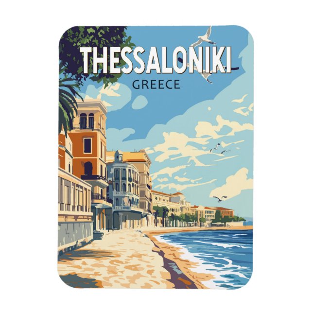 Thessaloniki Greece Travel Art Vintage Magnet (Vertical)