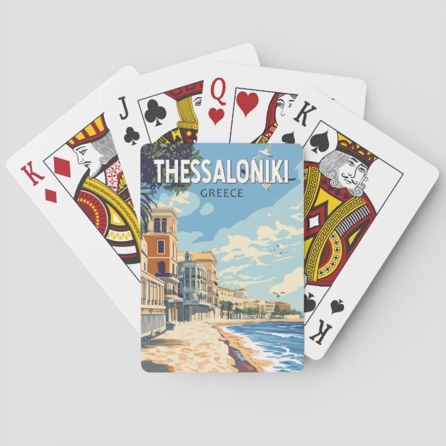 Thessaloniki Greece Travel Art Vintage Playing Cards (Back)