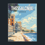 Thessaloniki Greece Travel Art Vintage Postcard<br><div class="desc">Thessaloniki retro vector travel design. Thessaloniki is a Greek port city on the Thermaic Gulf of the Aegean Sea.</div>