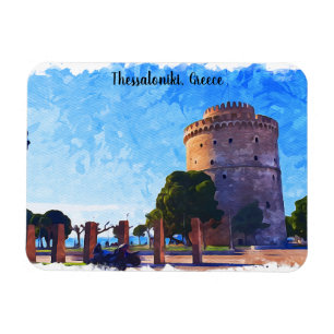 Thessaloniki Greece Watercolor Artwork Magnet