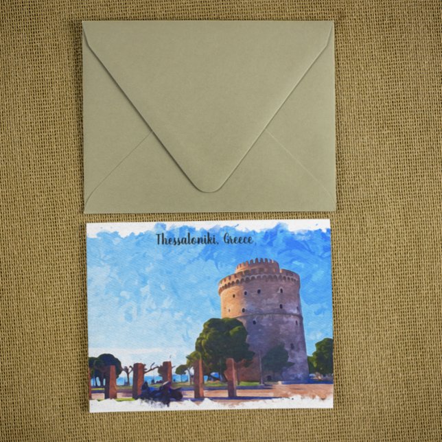Thessaloniki Greece Watercolor Artwork Postcard (Thessaloniki Greece Watercolor Artwork Postcard)