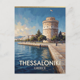 Thessaloniki Greece White Tower Mediterranean Scen Postcard