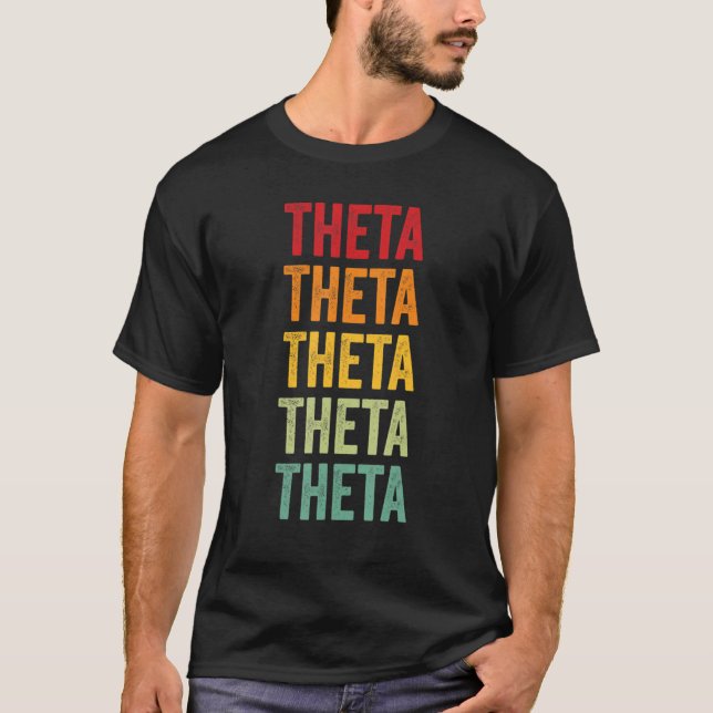 Theta Crypto Rainbow Text Design T-Shirt (Front)