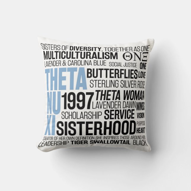 Theta Nu Xi Pillow w/ Carolina Blue (Front)