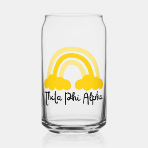 Theta Phi Alpha Sorority Yellow Gold Rainbow Can Glass