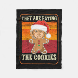 They Are Eating The Cookies Christmas Trump Humour Fleece Blanket