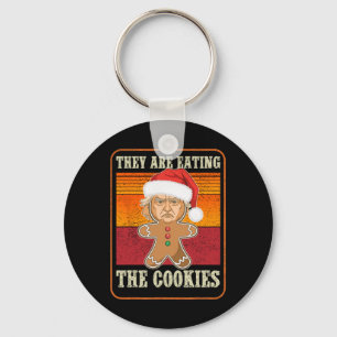 They Are Eating The Cookies Christmas Trump Humour Key Ring