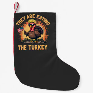 They Are Eating the Turkey Trump Vance Small Christmas Stocking