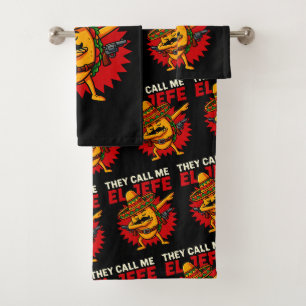 They Call Me El Jefe Taco Funny Boss Cinco De Mayo Bath Towel Set