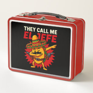 They Call Me El Jefe Taco Funny Boss Cinco De Mayo Metal Lunch Box