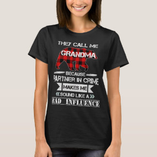 They Call me Grandma Bear Red Plaid Matching Pajam T-Shirt