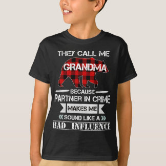 They Call me Grandma Bear Red Plaid Matching Pajam T-Shirt