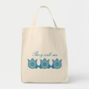 They Call Me Mum Plaid Tulips Bag (Blue)