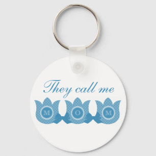 They Call Me Mum Plaid Tulips Keychain (Blue)