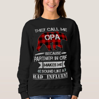 They Call me Opa Bear Red Plaid Matching Pajama Fa Sweatshirt