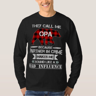 They Call me Opa Bear Red Plaid Matching Pajama Fa T-Shirt