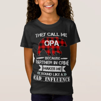 They Call me Opa Bear Red Plaid Matching Pajama Fa T-Shirt