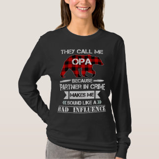 They Call me Opa Bear Red Plaid Matching Pajama Fa T-Shirt