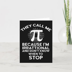 They Call Me Pi Funny Math Geek Teacher 3.14 Pi Da Card