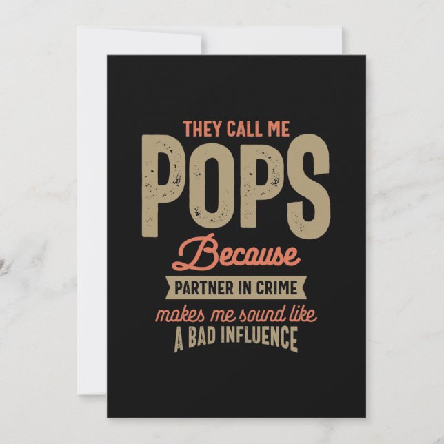 They Call Me Pops Because Parner In Crime Thank You Card (Front)