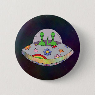 They Come in Peace UFO 6 Cm Round Badge