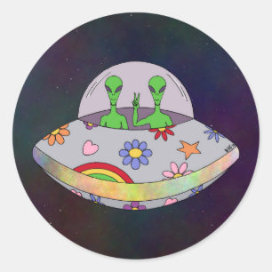 They Come in Peace UFO Classic Round Sticker