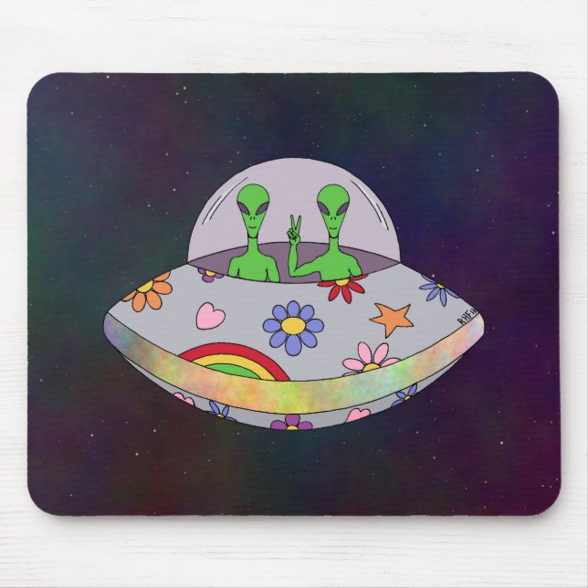 They Come in Peace UFO Mouse Mat (Front)