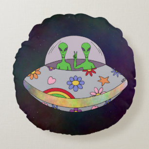 They Come in Peace UFO Round Cushion